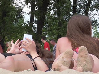 Teenagers on the beach, voyeur hidden camera